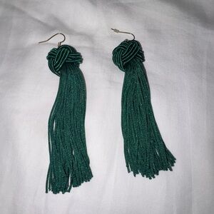 Green Tassel Knot Drop Earrings - Women Jewelry